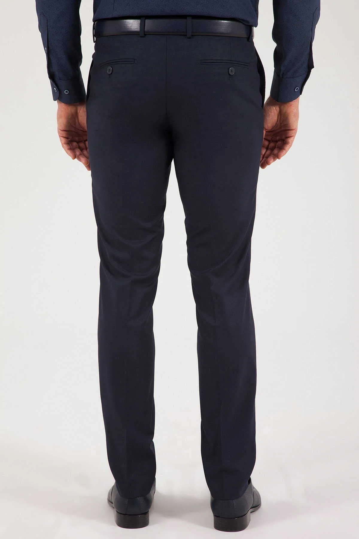 Slim Fit Navy Low Waist Dress Pants