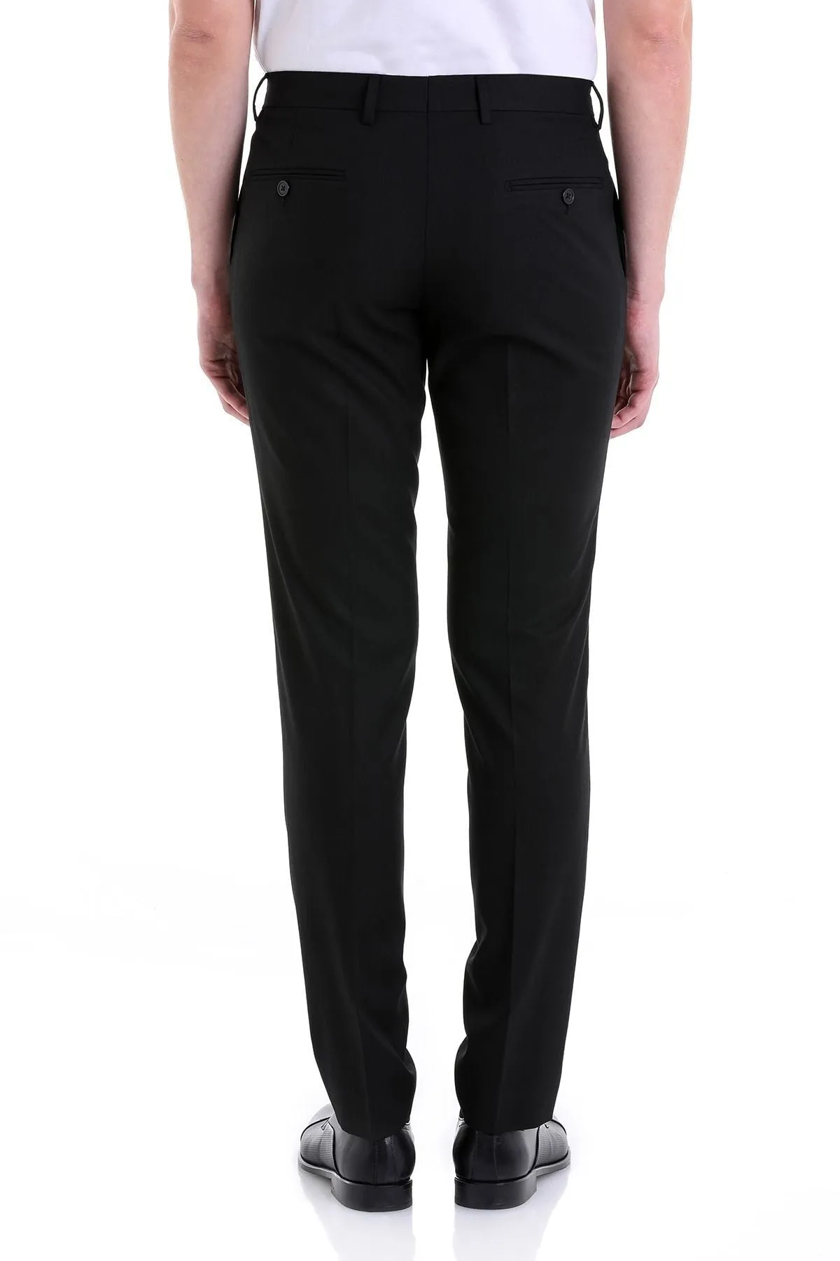 Slim Fit Side Pocket Low Waist Unpleated Black Dress Pants, Black