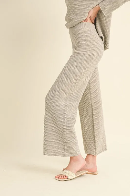 Waitlist 11/16 ♥ Camila Long Sleeve Waffle Knit Sweater Top And Pants Set Grey