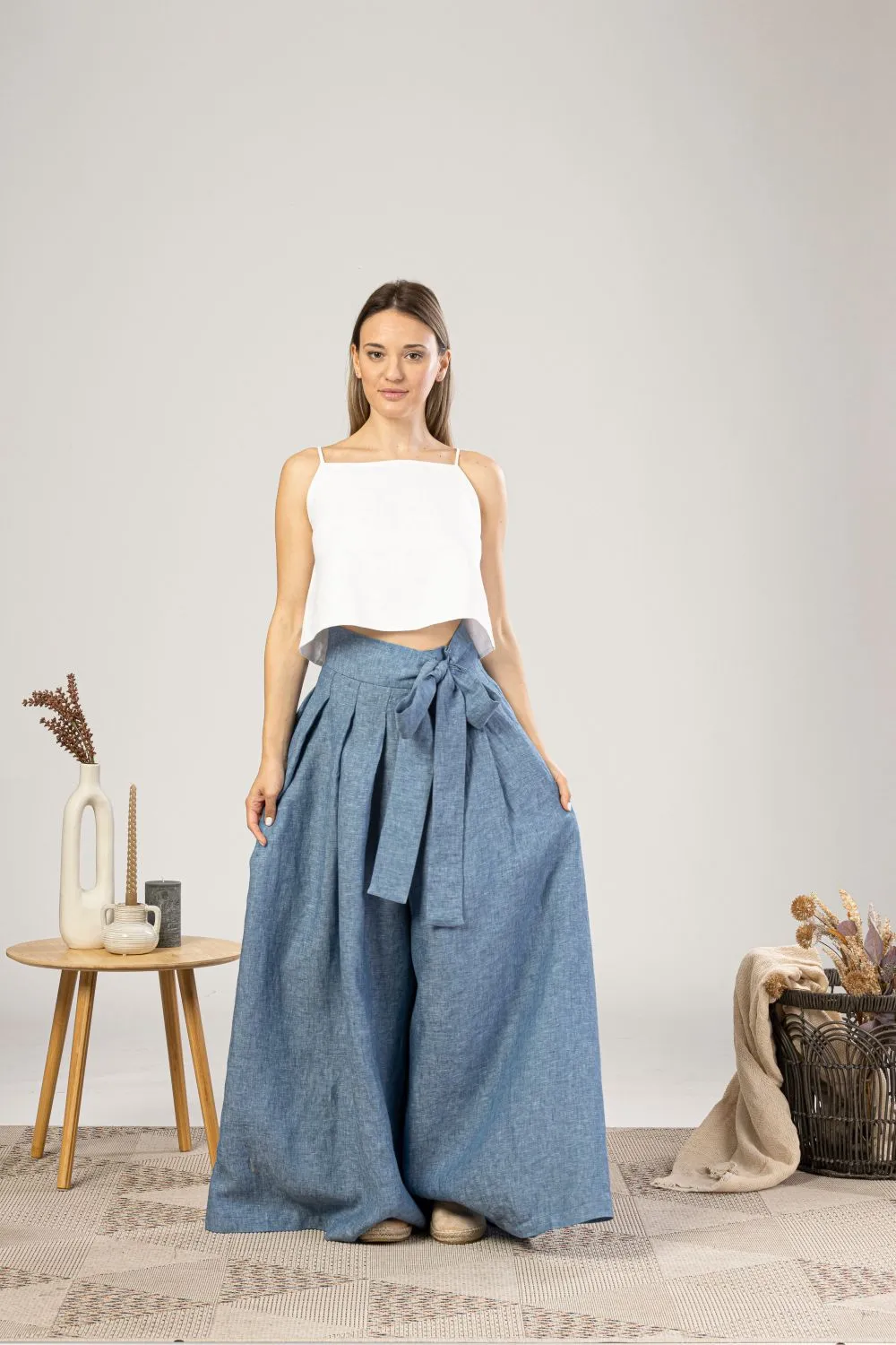 Wide Leg Linen Pants